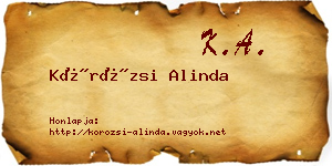 Körözsi Alinda névjegykártya